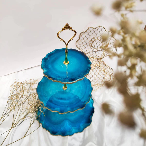 Resin 3 Tier Cake Stand | Neon Blue