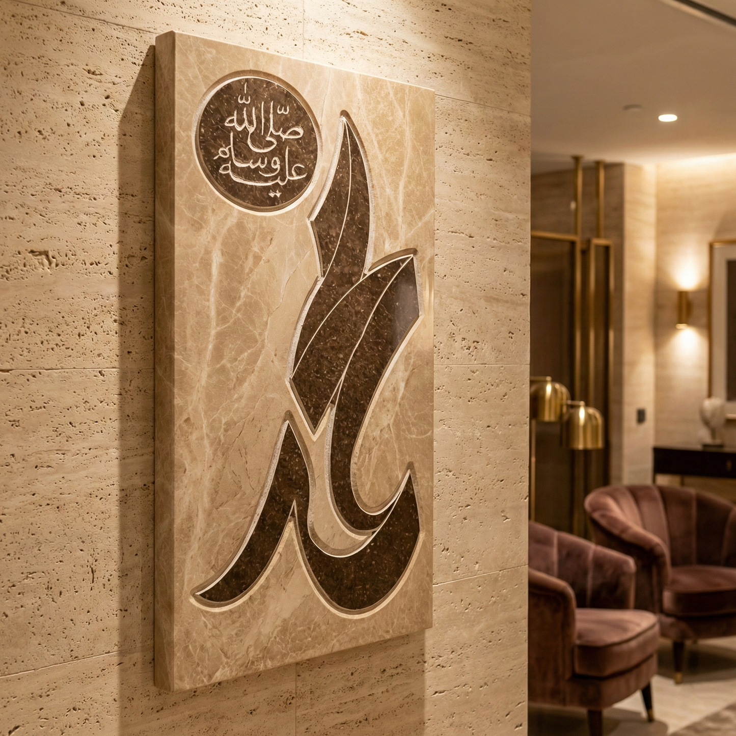 Muhammad (صلی اللہ علیہ وسلم) Calligraphy Marble Art | Islamic Home Decor Gift