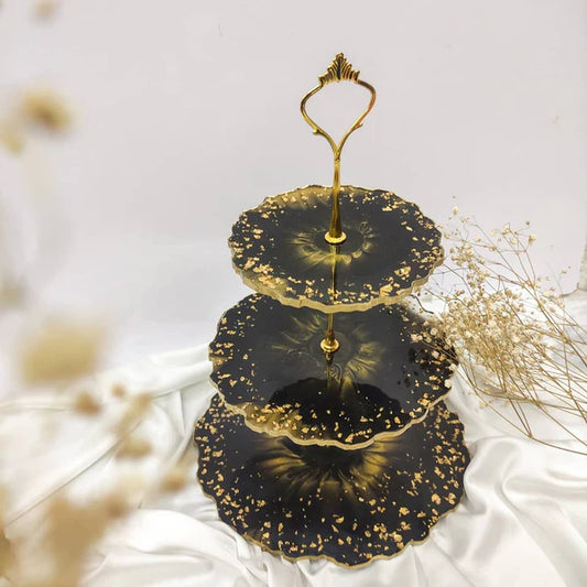 Resin 3 Tier Cake Stand | Black Gold