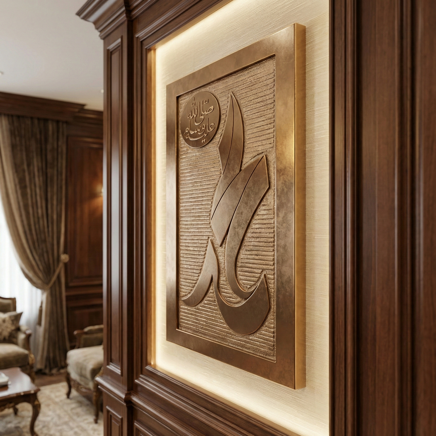 Muhammad (صلی اللہ علیہ وسلم) Calligraphy Marble Art | Islamic Home Decor Gift