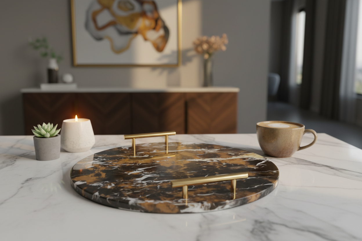 Luxury Epoxy Resin Tray in elegant setting